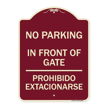 Signmission No Parking No Parking in Front of Gate Prohibido Estacionarse Alum Sign, 24" x 18", BU-1824-23665 A-DES-BU-1824-23665